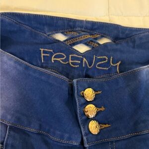 FRENZY Women's Blue Skinny Jeans with Gold Accents